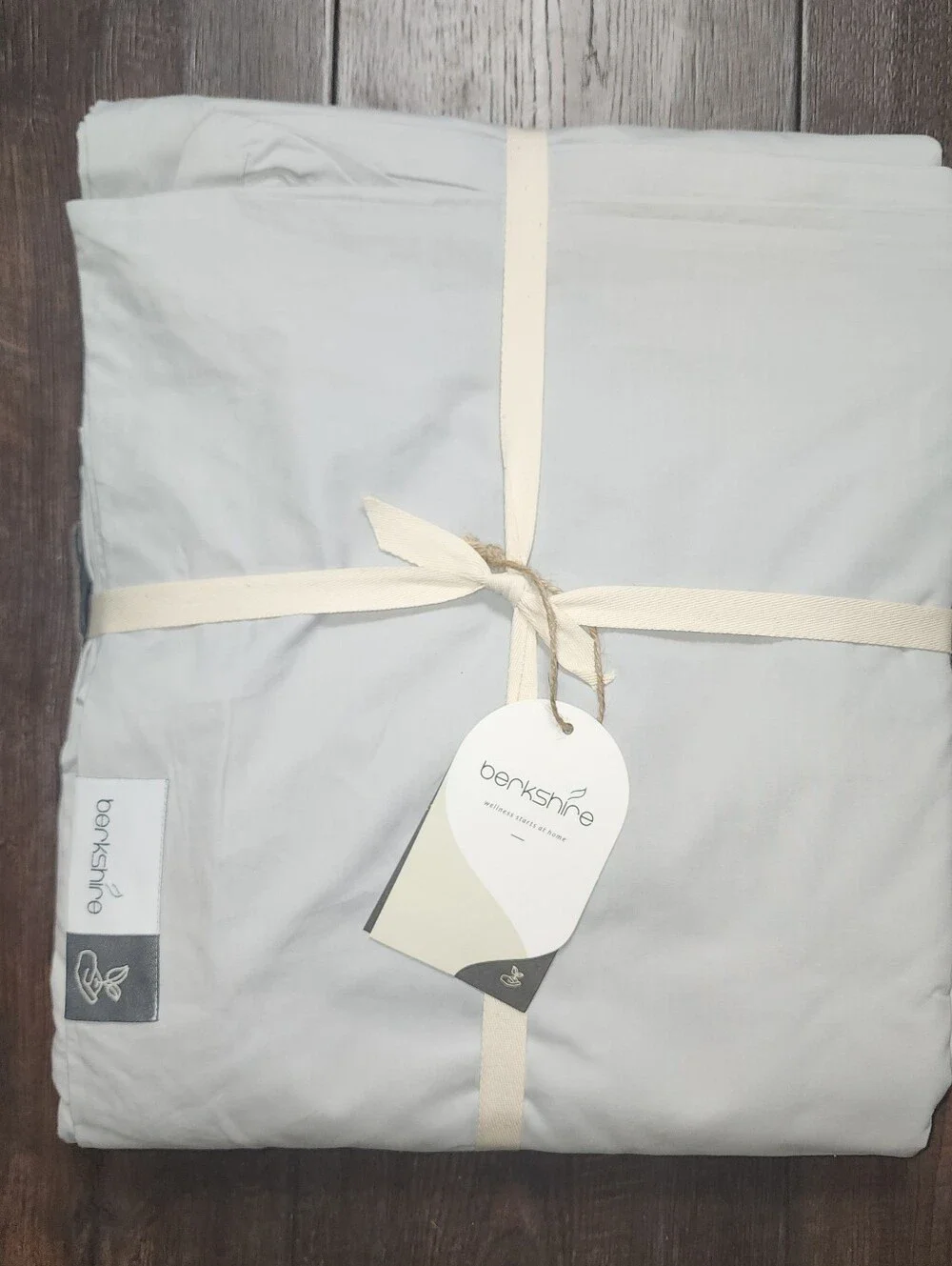 NEW! Berkshire 100% Organic Percale Cotton Duvet Set - KING - Light Grey